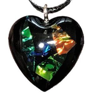NWOT Black Resin Heart Pendant